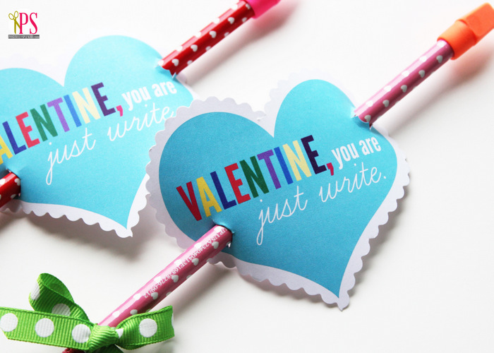 Pencil Valentine with free Heart Printables - Organize and