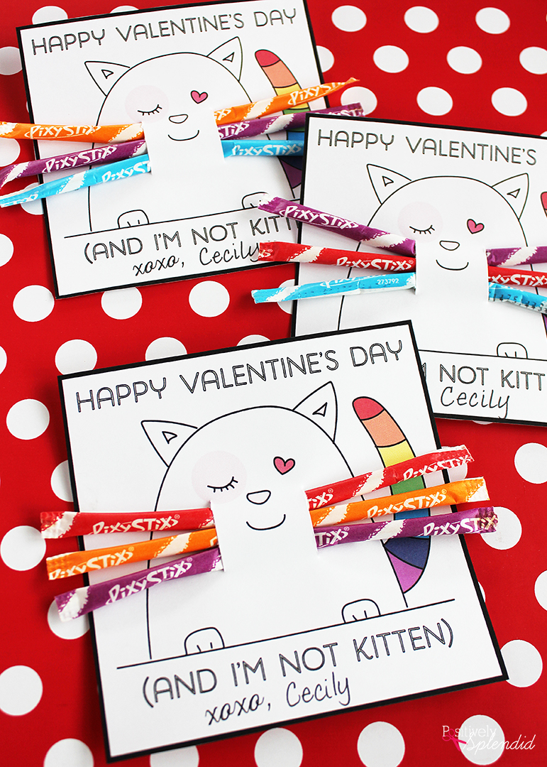 Printable Kitten Valentines Easy And Totally Adorable Positively Splendid Crafts Sewing