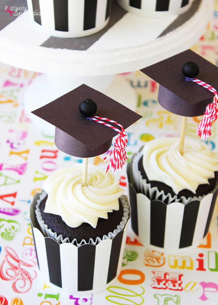 Graduation Cap Cupcake Toppers - Positively Splendid {Crafts, Sewing ...