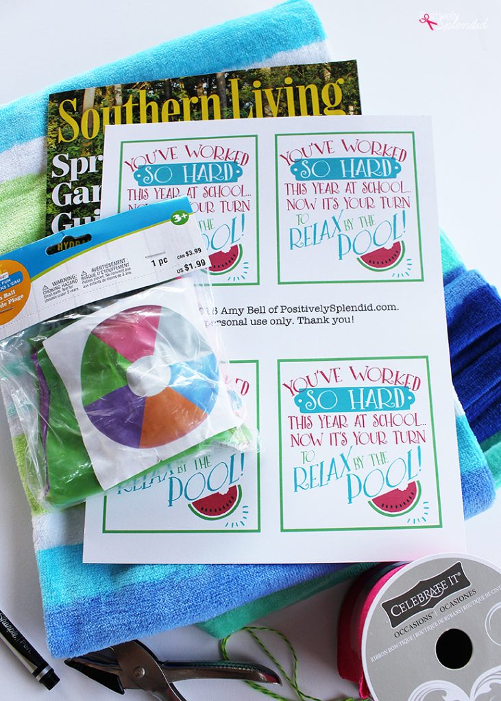 Pool Teacher Gift Idea with Free Printable - Positively Splendid ...