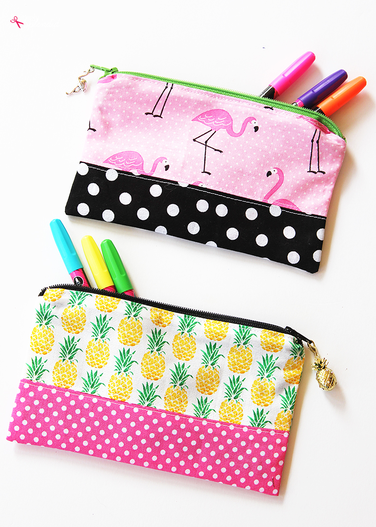 Zipper Pencil  Pouch DIY Sewing  Tutorial by Positively Splendid