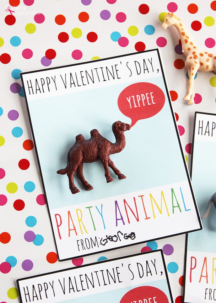 Printable Valentine Cards - Party Animal Classroom Valentines