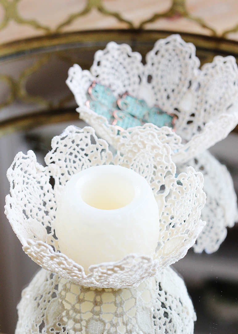 DIY Plaster Doily Bowl (easy lace doilies project) - Songbird