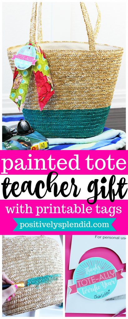 Painted Tote Teacher Gift Idea with Printable Tags - Positively ...