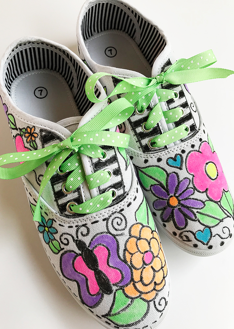 DIY Doodle Fabric Marker Shoes - a fun 